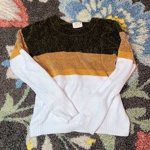 Brown and white long sleeve knitted too